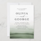 水色グラデーション緑モダン結婚色 招待状 (正面)