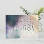 水色グラデーションQRコモダンード日付の保存 招待状 (スタンド正面)