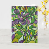 水色グリーティングカード カード (黄色い花)