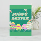 水色グリーンイースター卵カード シーズンカード (スタンド正面)