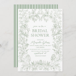 水色グリーンエレガントフローラチノイスリーブリダ 招待状