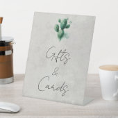 水色グリーンサボテン結婚式のギフト&カード 台座サイン (インサイチュ)