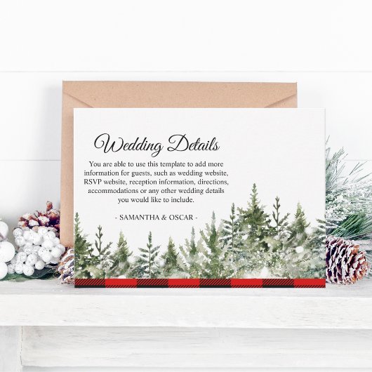 水色グリーンパインツリー&レッドバッファロープレイド エンクロージャーカード