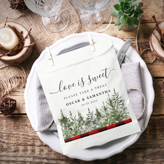 水色グリーンパインツリー&レッドバッファロープレイド フェイバーバッグ