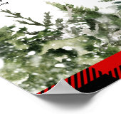 水色グリーンパインツリー&レッドバッファロープレイド ポスター (角)