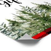 水色グリーンパインツリー&レッドバッファロープレイド ポスター (角)