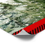 水色グリーンパインツリー&レッドバッファロープレイド ポスター (角)