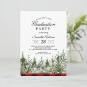 水色グリーンパインツリー&レッドバッファロープレイド 招待状 (スタンド正面)