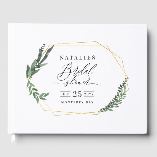 水色グリーンフローラエレガントブライダルシャワー ゲストブック (正面)