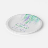 水色グリーンブルーのカスタムウェディングプレート ペーパープレート (アングル)