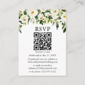 水色グリーンホワイトフローラQRウェディングRSVP エンクロージャーカード (正面)
