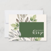 水色グリーンボタニカルウェディングRSVP 出欠カード (正面)