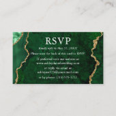 水色グリーンマーブルウェディングRSVP QRバック エンクロージャーカード (正面)