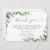 水色グリーンユーカリ葬儀サンキューノート カード (正面)