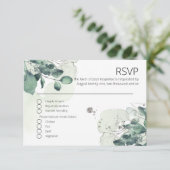水色グリーン葉植物結婚式RSVP 出欠カード (スタンド正面)