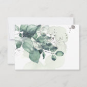 水色グリーン葉植物結婚式RSVP 出欠カード (裏面)