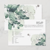 水色グリーン葉植物結婚式RSVP 出欠カード (正面/裏面)