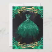 水色グリーン金ゴールドグリッタードレスSweet sixteen 招待状 (裏面)