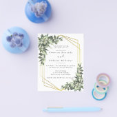 水色グリーン金ゴールドユーカリ幾何学模様 チラシ (シングル)