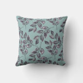 水色グレーの黒い小枝がターコイズ クッション (裏面)