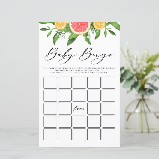 水色グレープフルーツベビービンゴベビーシャワーゲーム (スタンド正面)