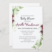 水色グレープベビーシャワー絵画のミニマリスト 招待状 (正面/裏面)