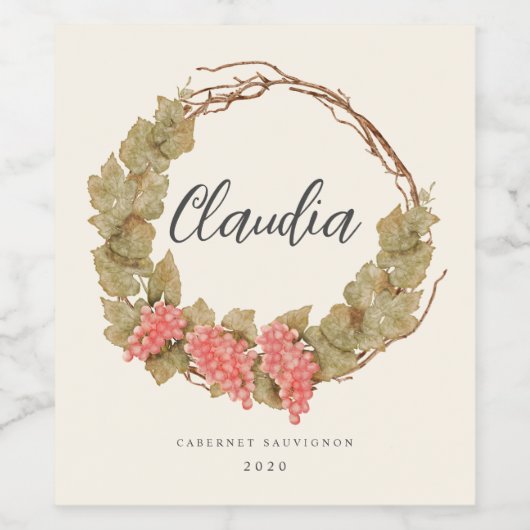 水色グレープワインリース自家製ワイン ワインラベル (シングルラベル)