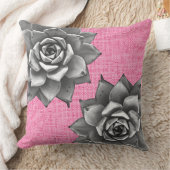 水色グレー（ピンク） クッション (ブランケット)