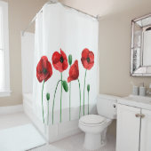 水色ケシ。赤い花植物学の シャワーカーテン (インサイチュ)