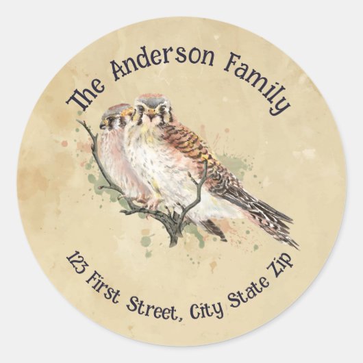 水色ケストレルスパローホーク《鳥》ハヤブサ鳥自然 ラウンドシール (正面)