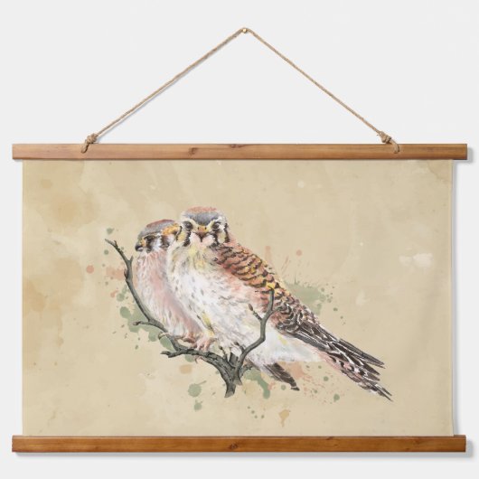 水色ケストレルスパローホーク《鳥》ハヤブサ鳥 吊り下げ型タペストリー (正面)