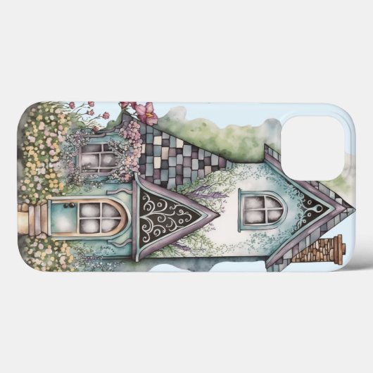 水色コテージのタイル張り屋根モールディングマリオン Case-Mate iPhoneケース (裏面 (横))