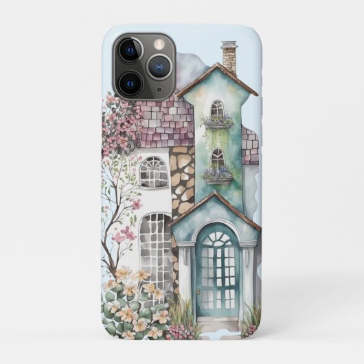 水色コテージのタイル張り屋根モールディングマリオン Case-Mate iPhoneケース (裏)