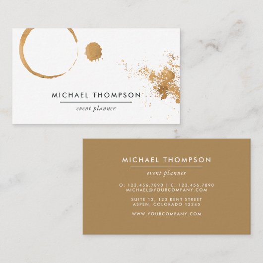 水色コーヒーの汚れとスプラッシュ 名刺 (正面/裏面)