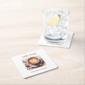 水色コーヒーカップ スクエアペーパーコースター (インサイチュ)