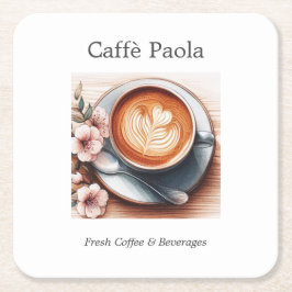 水色コーヒーカップ スクエアペーパーコースター