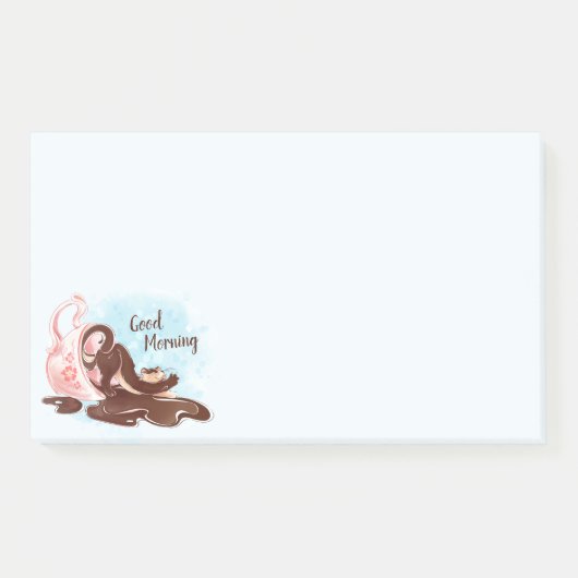 水色コーヒーキャット ポストイット (正面)