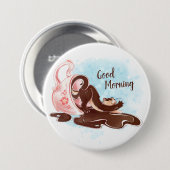 水色コーヒーキャット 缶バッジ (正面&裏面)