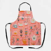 水色コーヒーティーまたは私のパーソナライズされたレトロ エプロン (正面)