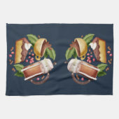 水色コーヒーデザートケーキキッチン キッチンタオル (横)