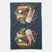 水色コーヒーデザートケーキキッチン キッチンタオル (縦)