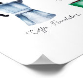 水色コーヒーポット、グラインダー、カップ、マグカップ、モカポット ポスター (角)