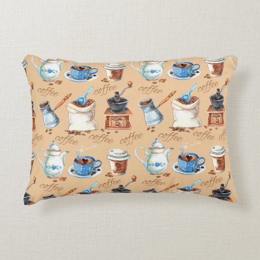 水色コーヒーラッピング紙タンクトップ アクセントクッション (正面)