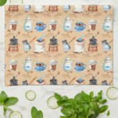 水色コーヒーラッピング紙 キッチンタオル (折り畳み)