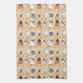 水色コーヒーラッピング紙 キッチンタオル (縦)