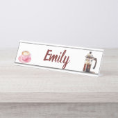 水色コーヒー時間名 デスクネームプレート (正面)