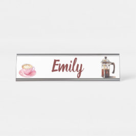 水色コーヒー時間名 デスクネームプレート