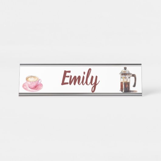 水色コーヒー時間名 デスクネームプレート (正面)