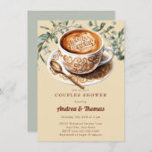 水色コーヒー |カップルのシャワー招待状 招待状 (正面/裏面)
