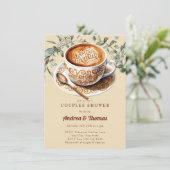 水色コーヒー |カップルのシャワー招待状 招待状 (スタンド正面)
